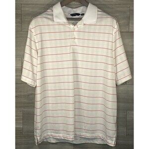 Walter Hagen Golf Polo Orange White Yellow Stripe Ventilated Shirt Mens XL EUC
